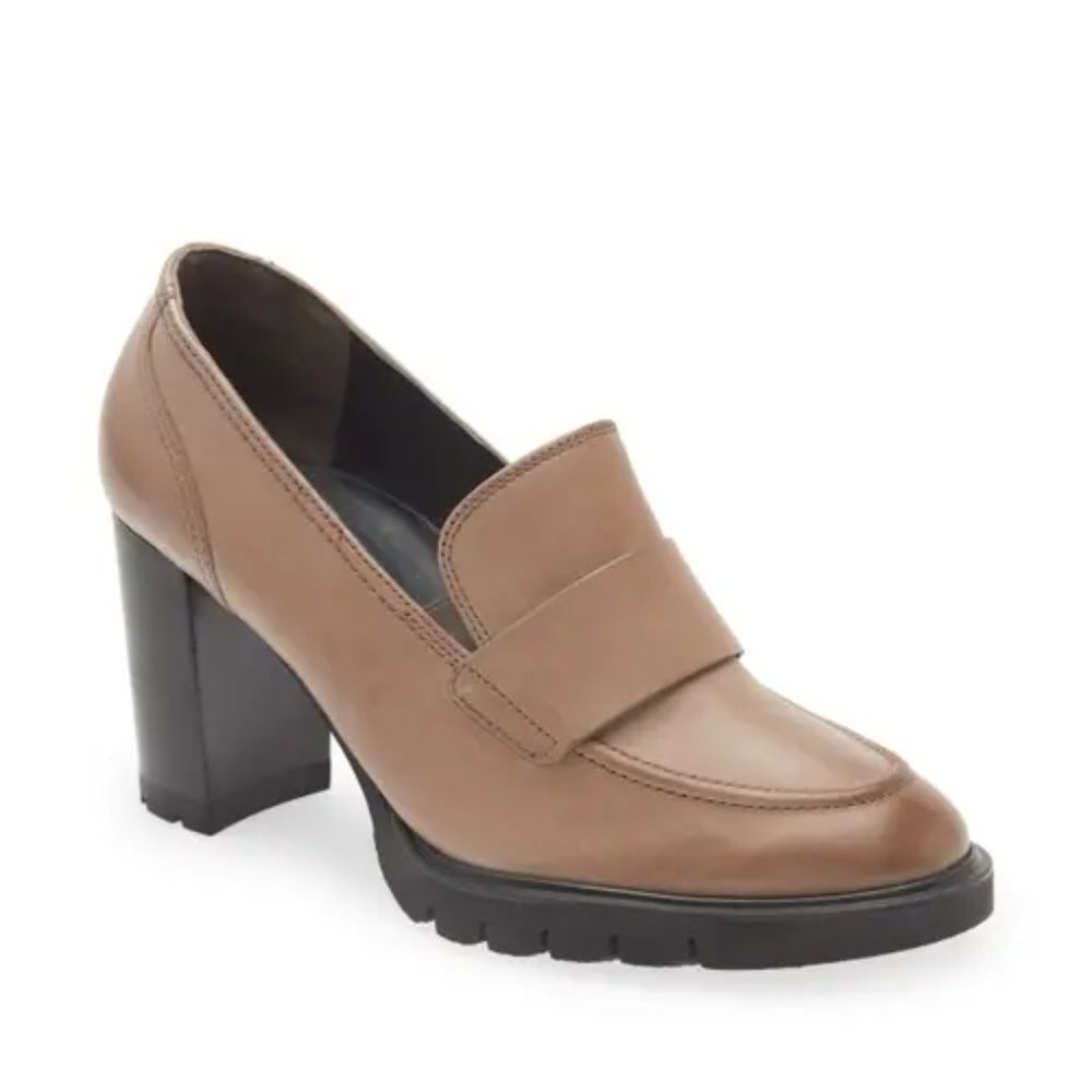 NWT $450 PAUL GREEN NINA LOAFER PUMP ANTELOPE STAR LEATHER platform 9.5 (TC13)